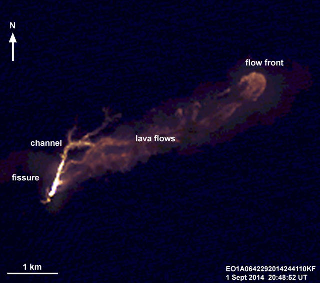 Advanced Land Imager captures volcanic eruption at Holuhraun, Iceland