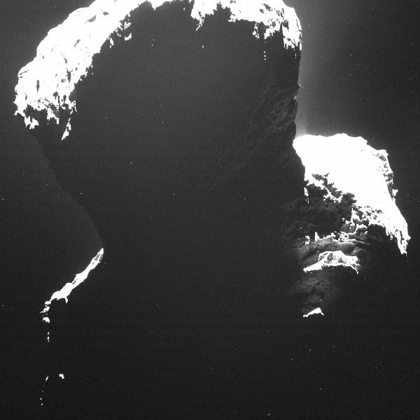 Rosetta takes a picture of the dark side of comet 67P/Churyumov-Gerasimenko