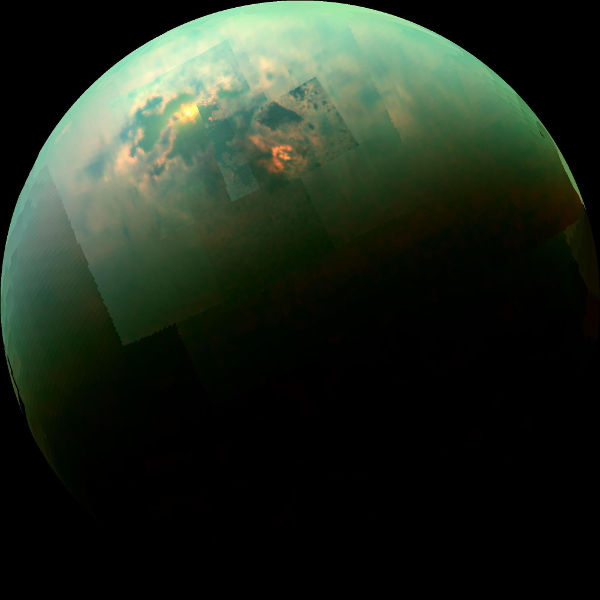 Visual and Infrared Mapping Spectrometer on Cassini took this picture of Titan