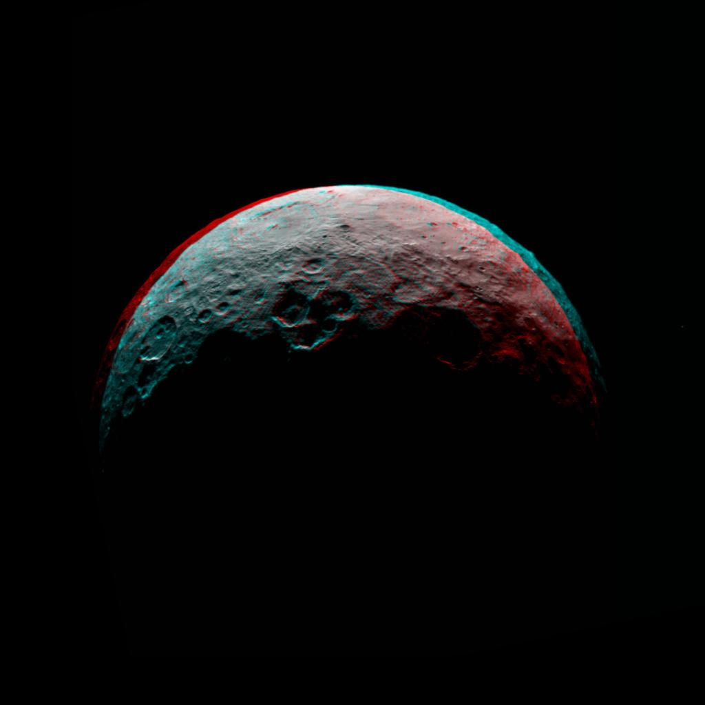 NASA's Dawn spacecraft took this anaglyph of Ceres