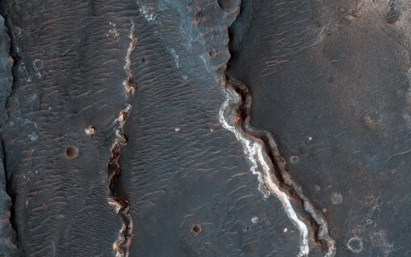 Fluvial features on Mars golden crater