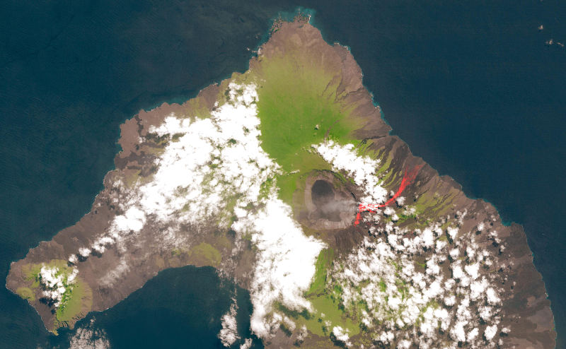 NASA captures lava flowing out of the Wolf volcano on Isabela Island