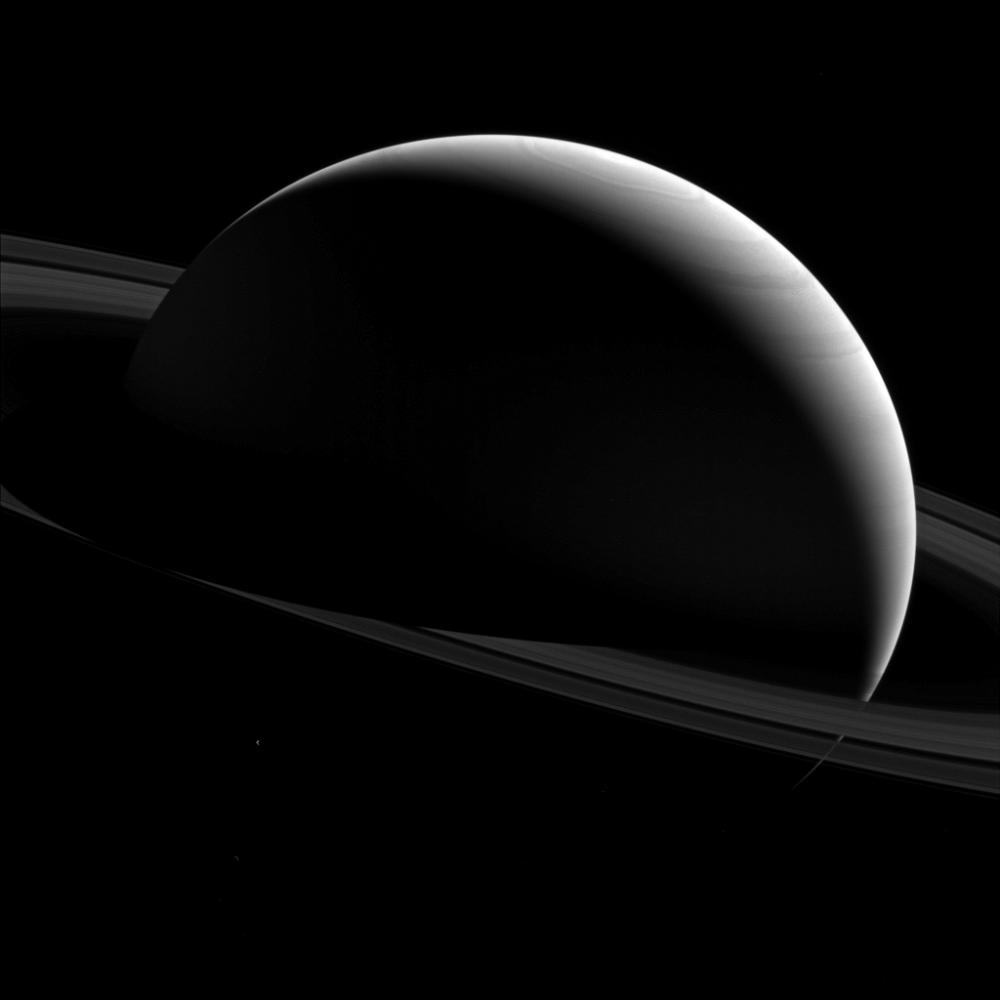 Night time on Saturn and its moon Tethys